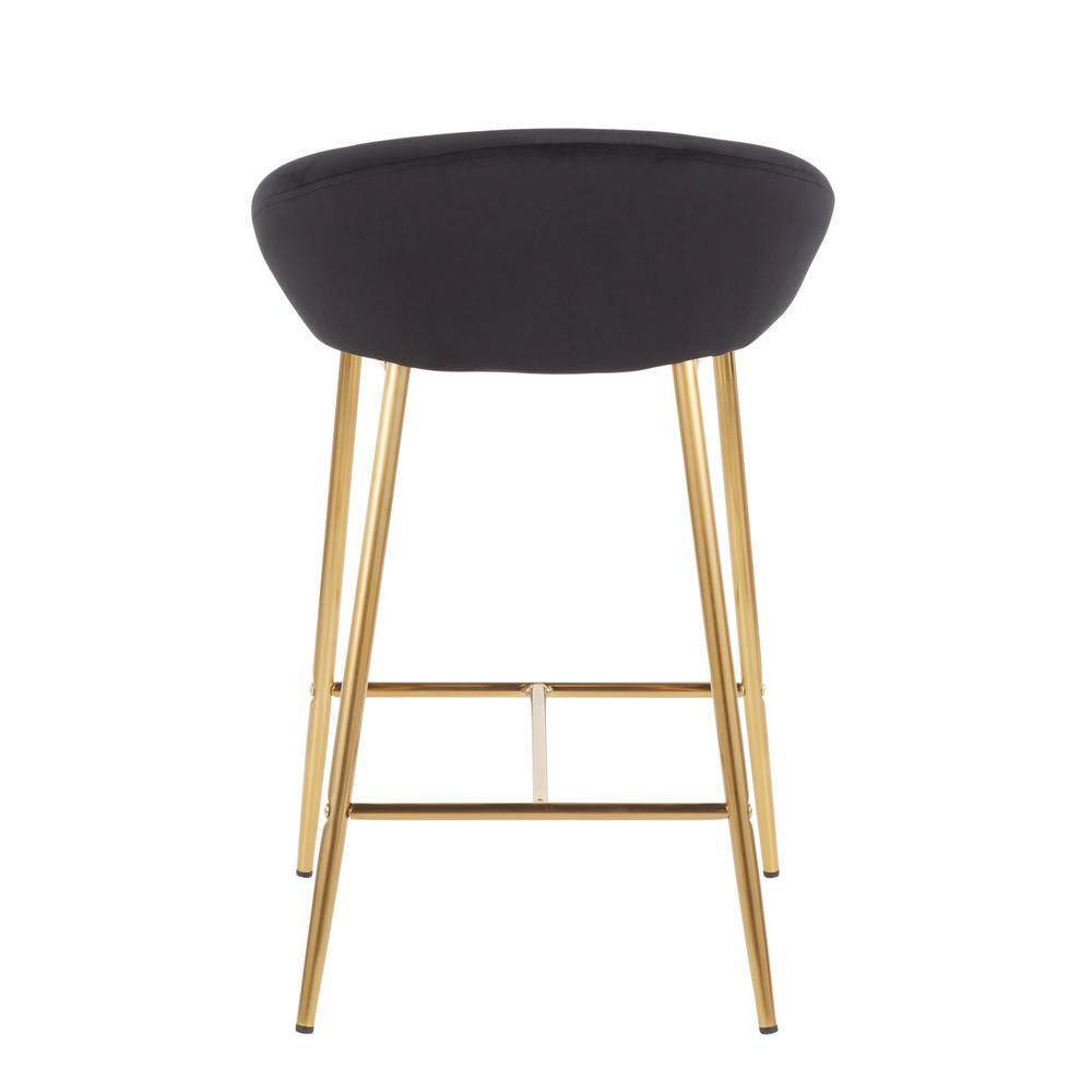 Gold Metal, Black Velvet Matisse Counter Stool - Set of 2. Picture 5
