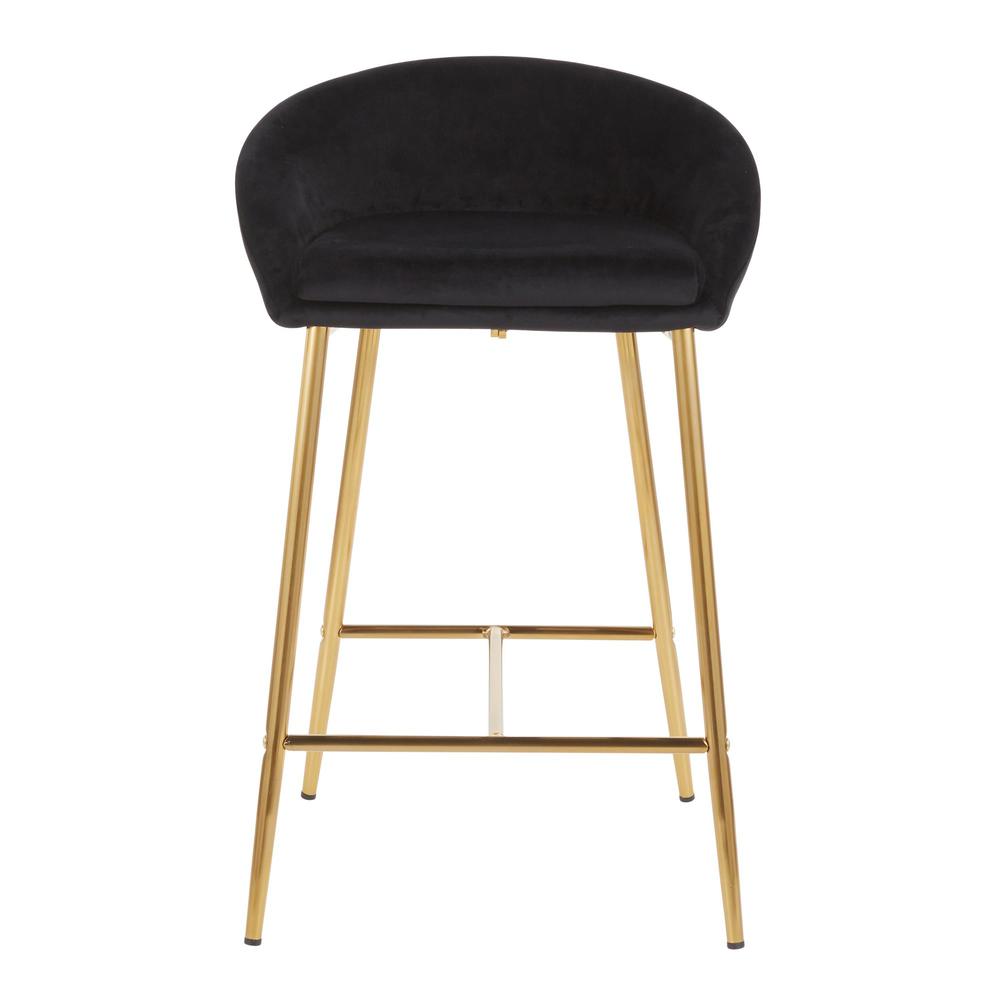 Gold Metal, Black Velvet Matisse Counter Stool - Set of 2. Picture 6