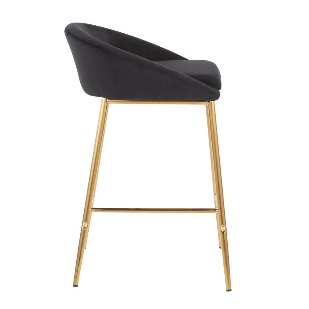 Gold Metal, Black Velvet Matisse Counter Stool - Set of 2. Picture 3