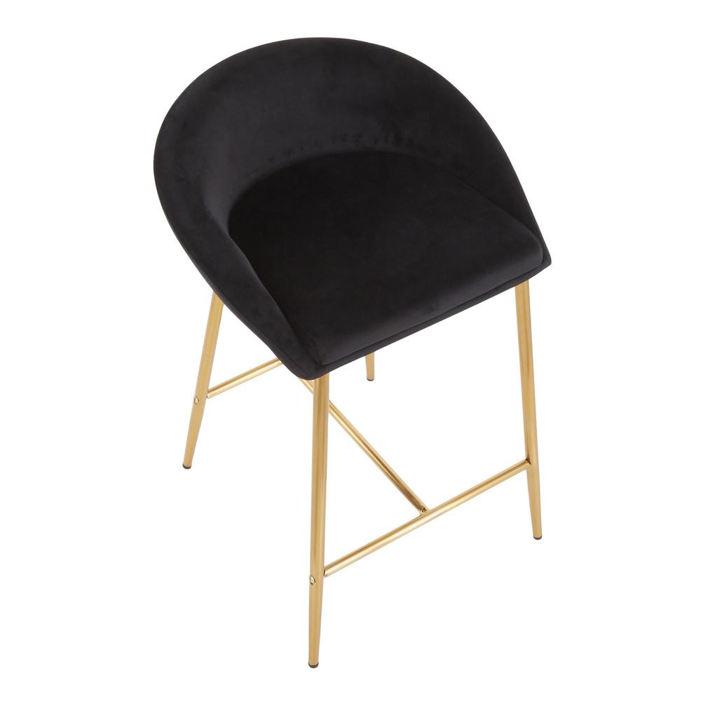 Gold Metal, Black Velvet Matisse Counter Stool - Set of 2. Picture 7