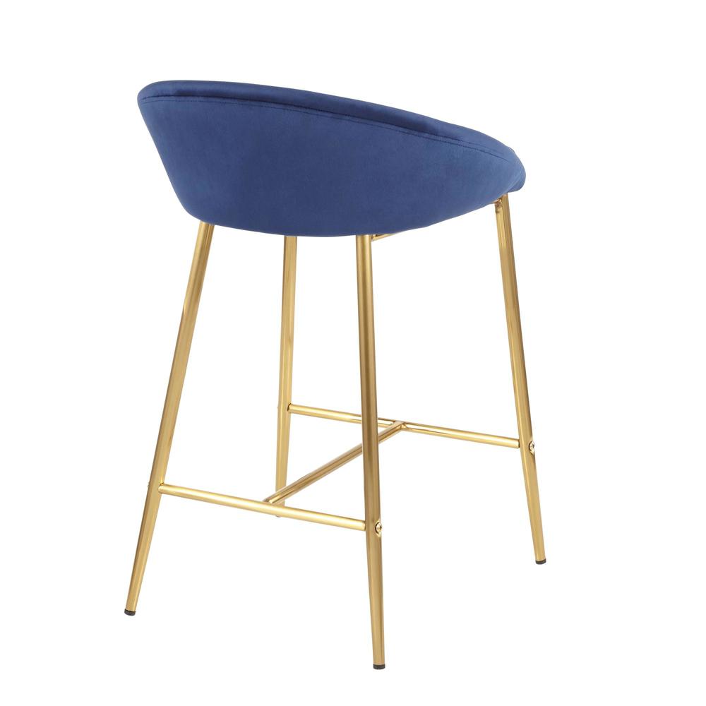 Gold Metal, Blue Velvet Matisse Counter Stool - Set of 2. Picture 4