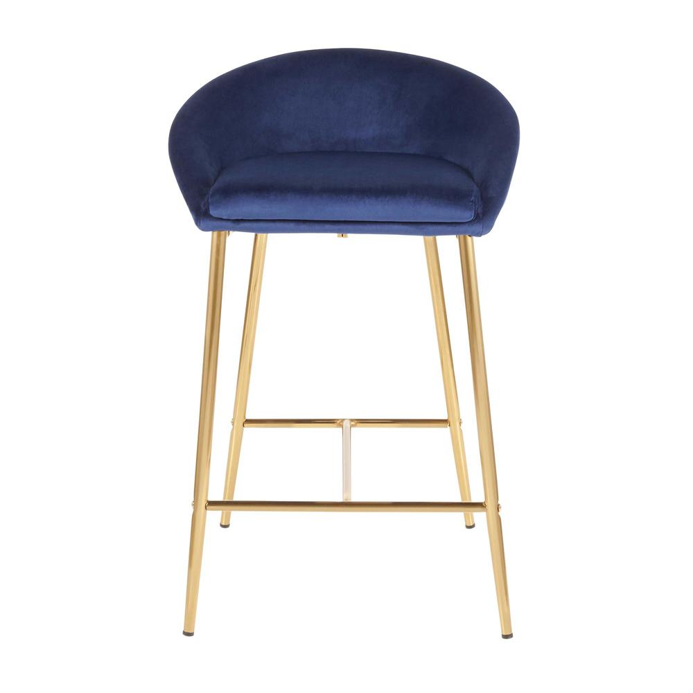 Gold Metal, Blue Velvet Matisse Counter Stool - Set of 2. Picture 6