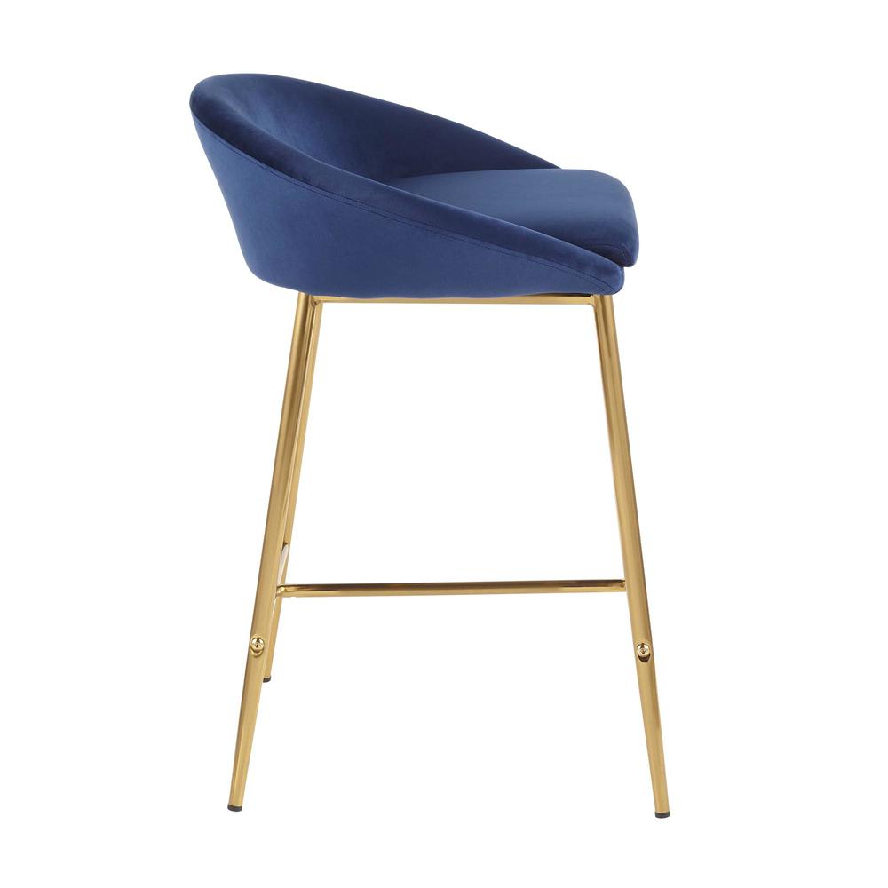 Gold Metal, Blue Velvet Matisse Counter Stool - Set of 2. Picture 3