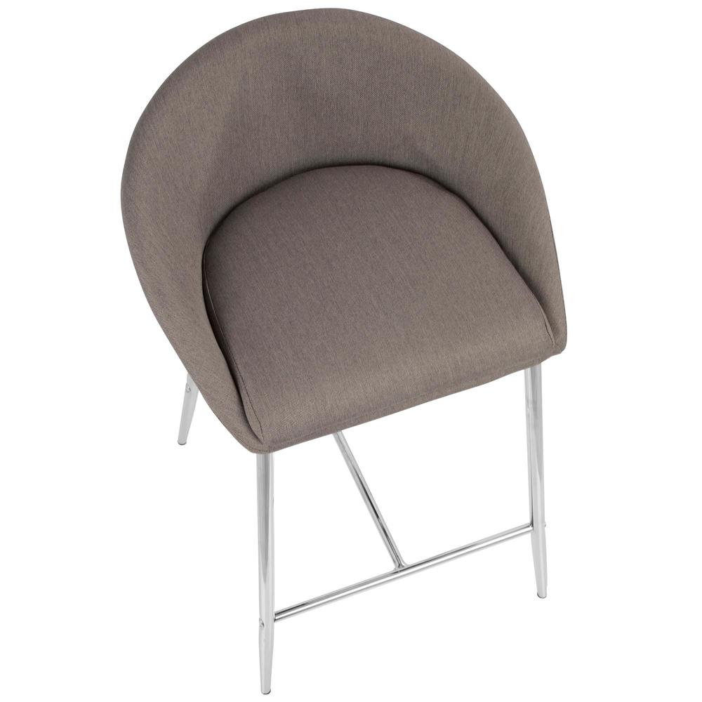 Chrome, Grey Fabric Matisse Counter Stool - Set of 2. Picture 7