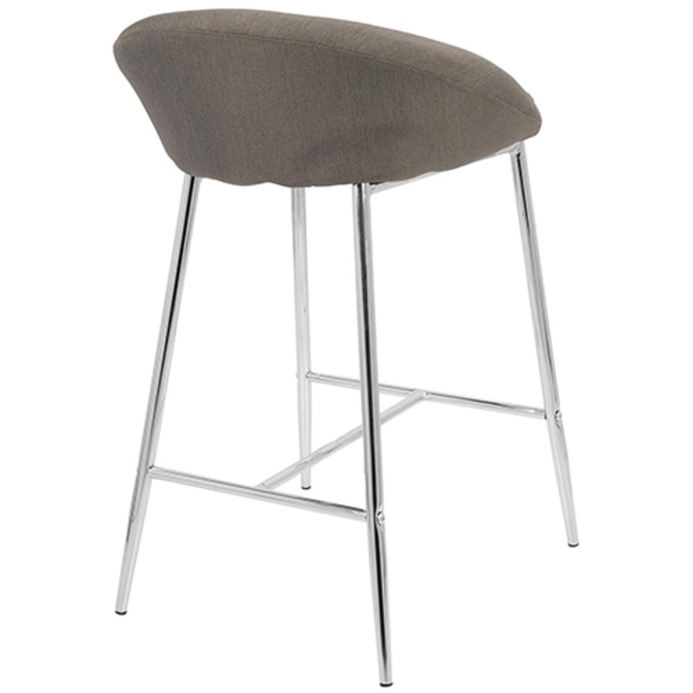 Chrome, Grey Fabric Matisse Counter Stool - Set of 2. Picture 4