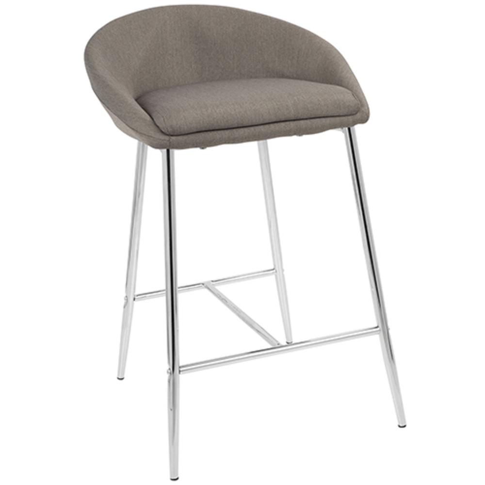 Chrome, Grey Fabric Matisse Counter Stool - Set of 2. Picture 2