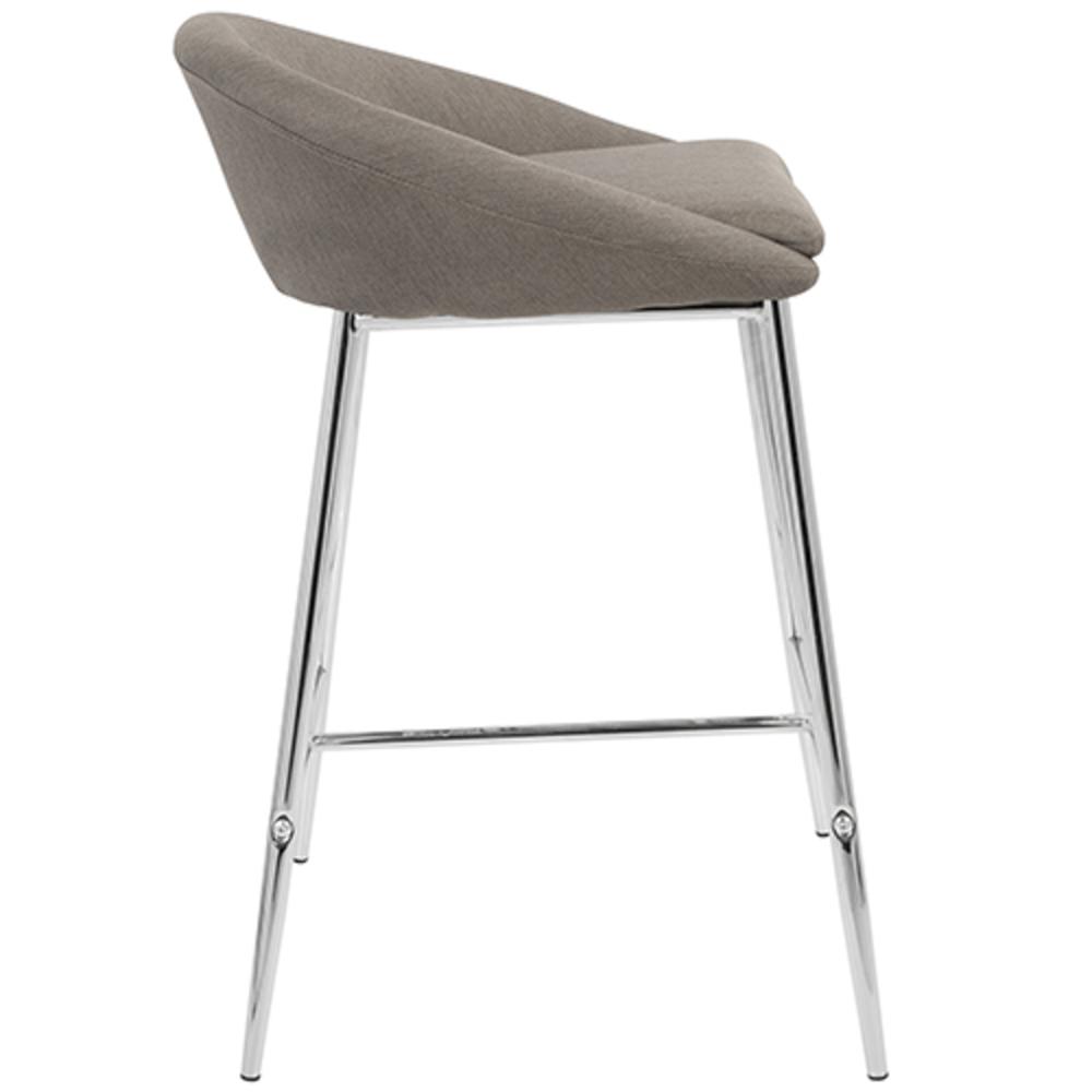Chrome, Grey Fabric Matisse Counter Stool - Set of 2. Picture 3