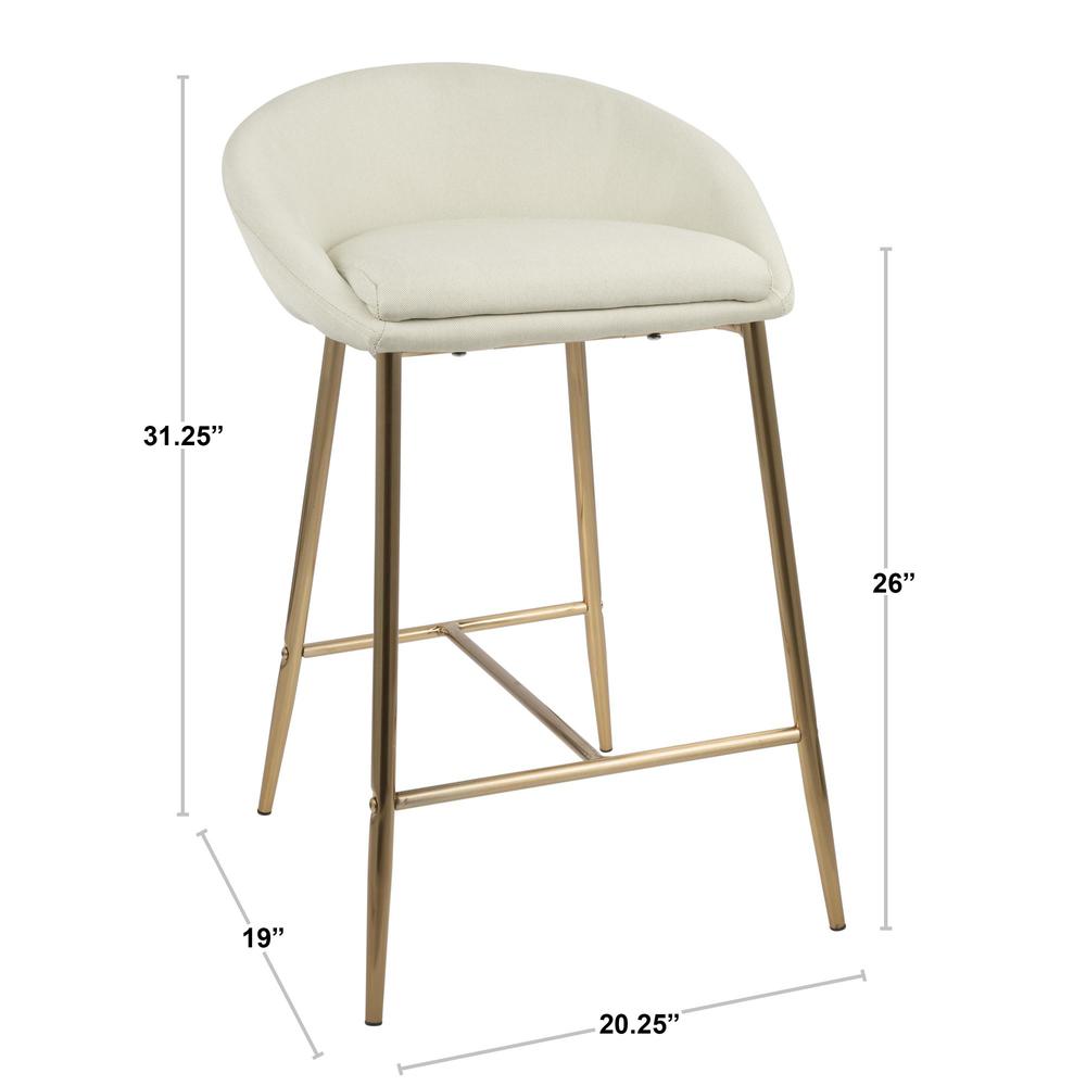 Gold, Cream Fabric Matisse Counter Stool - Set of 2. Picture 8