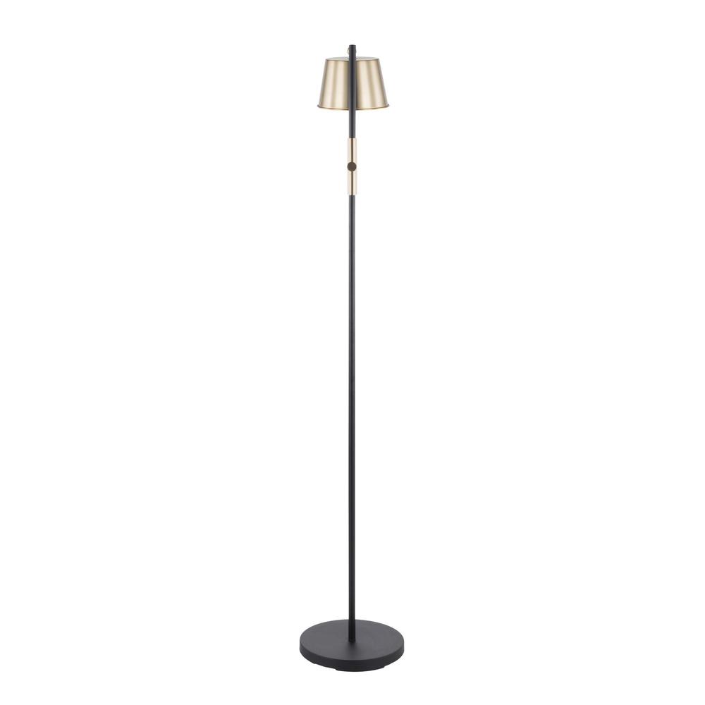 Black Metal, Antique Brass Metric Floor Lamp. Picture 5