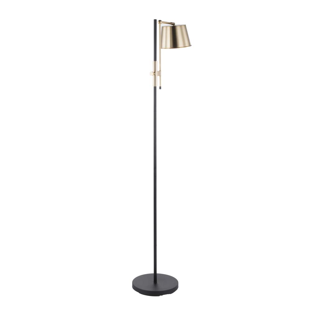 Black Metal, Antique Brass Metric Floor Lamp. Picture 4