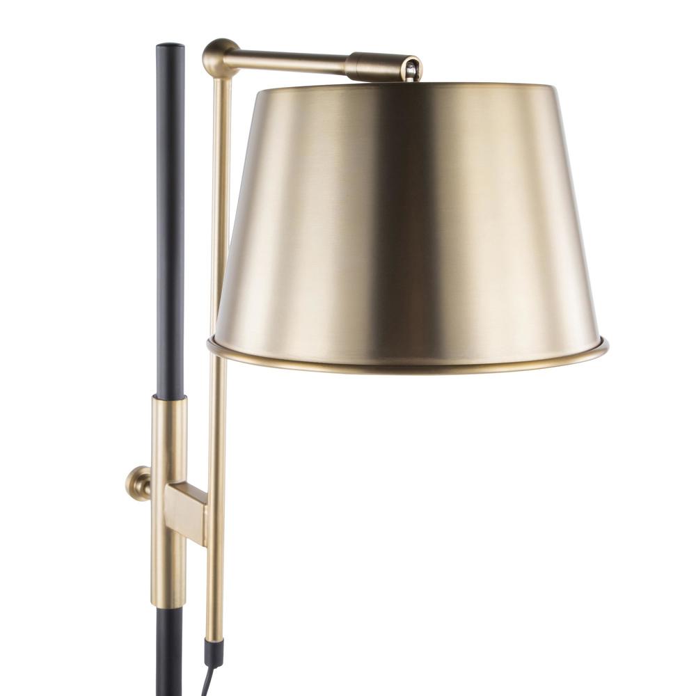 Black Metal, Antique Brass Metric Floor Lamp. Picture 7