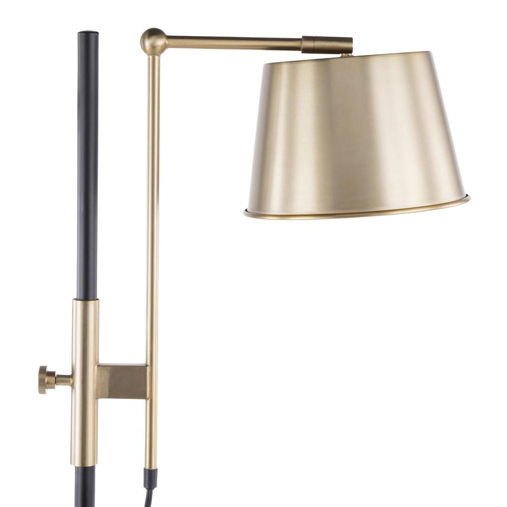 Black Metal, Antique Brass Metric Floor Lamp. Picture 8