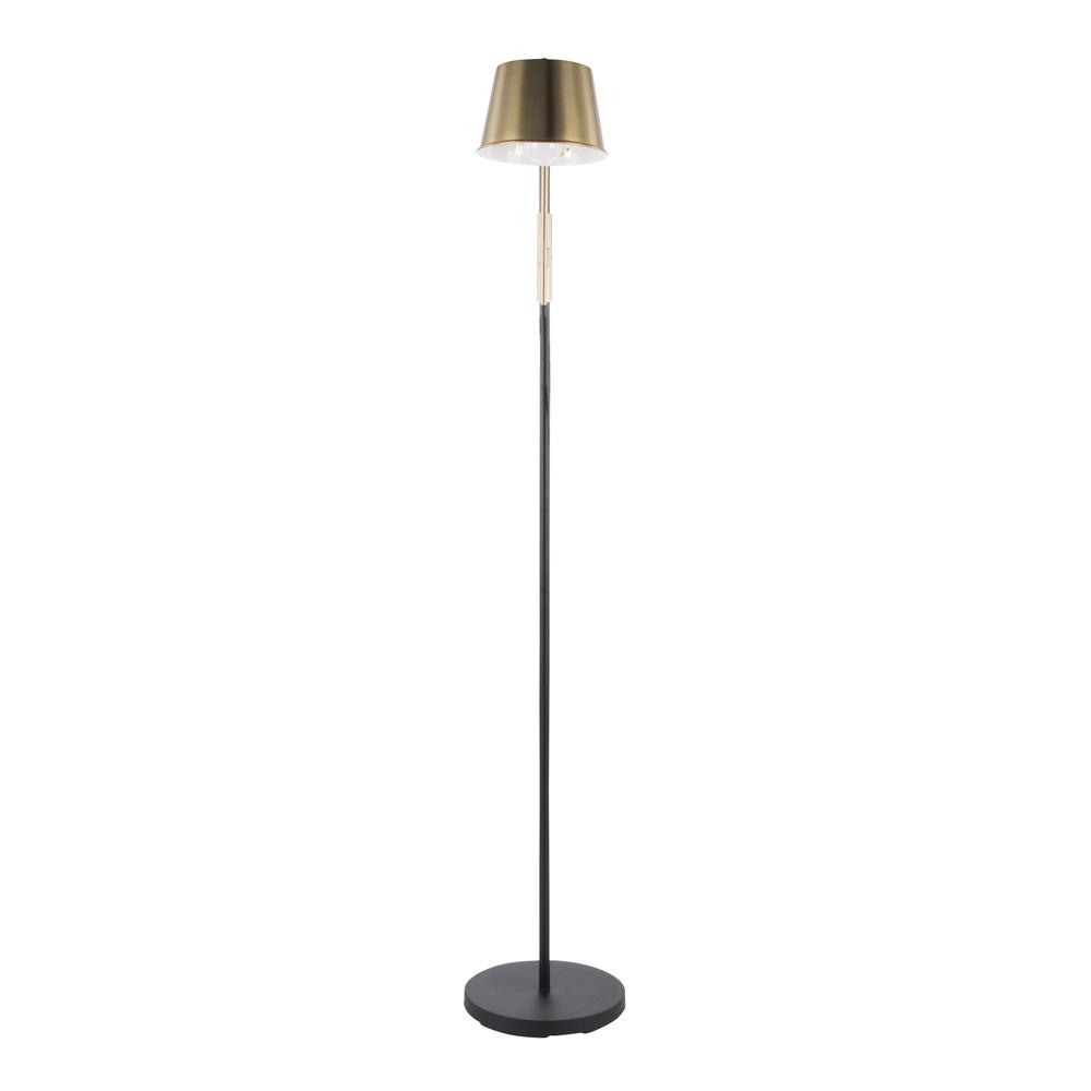 Black Metal, Antique Brass Metric Floor Lamp. Picture 6