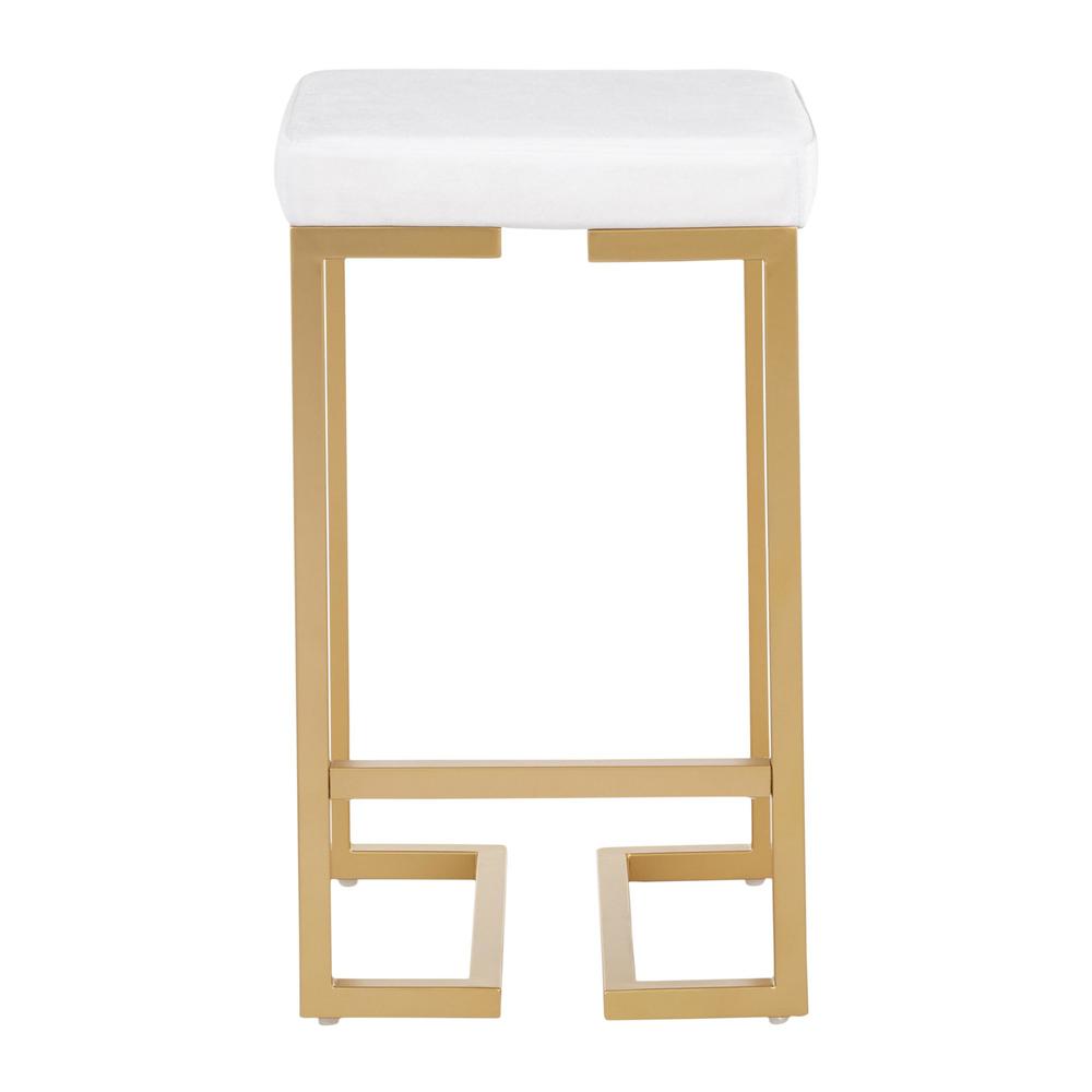 Gold Metal, White Velvet Midas Counter Stool - Set of 2. Picture 6