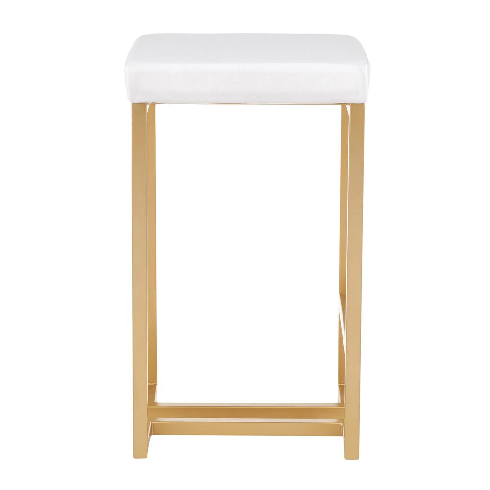 Gold Metal, White Velvet Midas Counter Stool - Set of 2. Picture 3