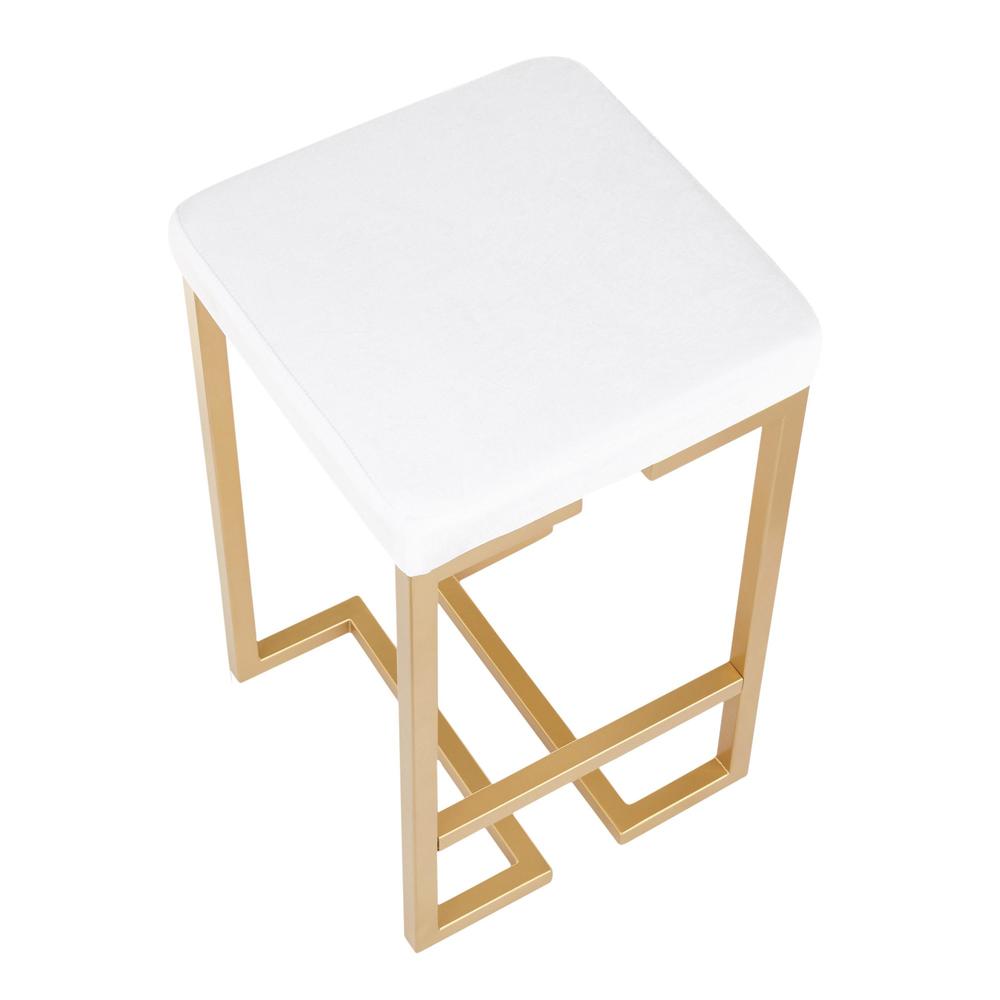Gold Metal, White Velvet Midas Counter Stool - Set of 2. Picture 7