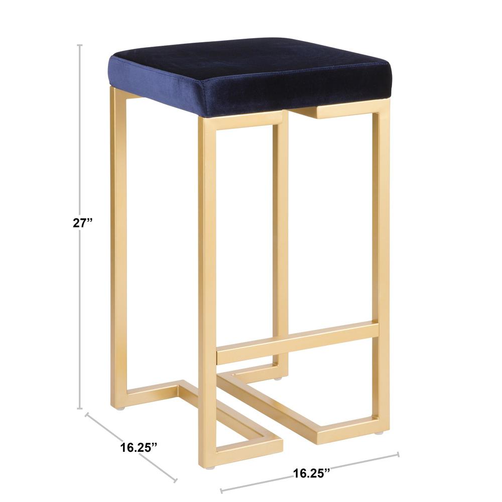 Gold, Blue Midas Counter Stool - Set of 2. Picture 8