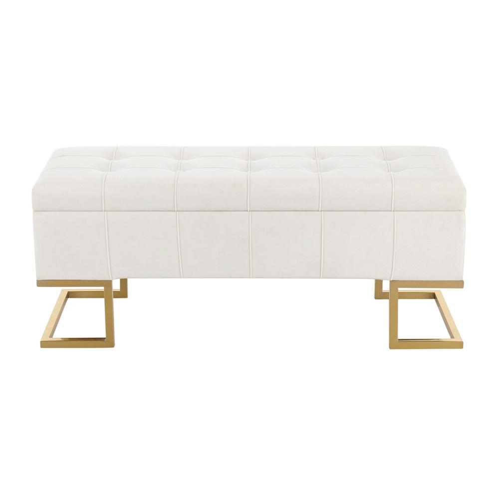 Gold Steel, White Velvet Midas Storage Bench. Picture 6