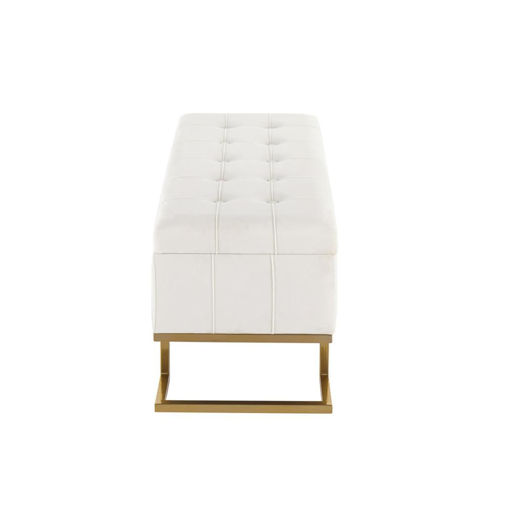 Gold Steel, White Velvet Midas Storage Bench. Picture 3