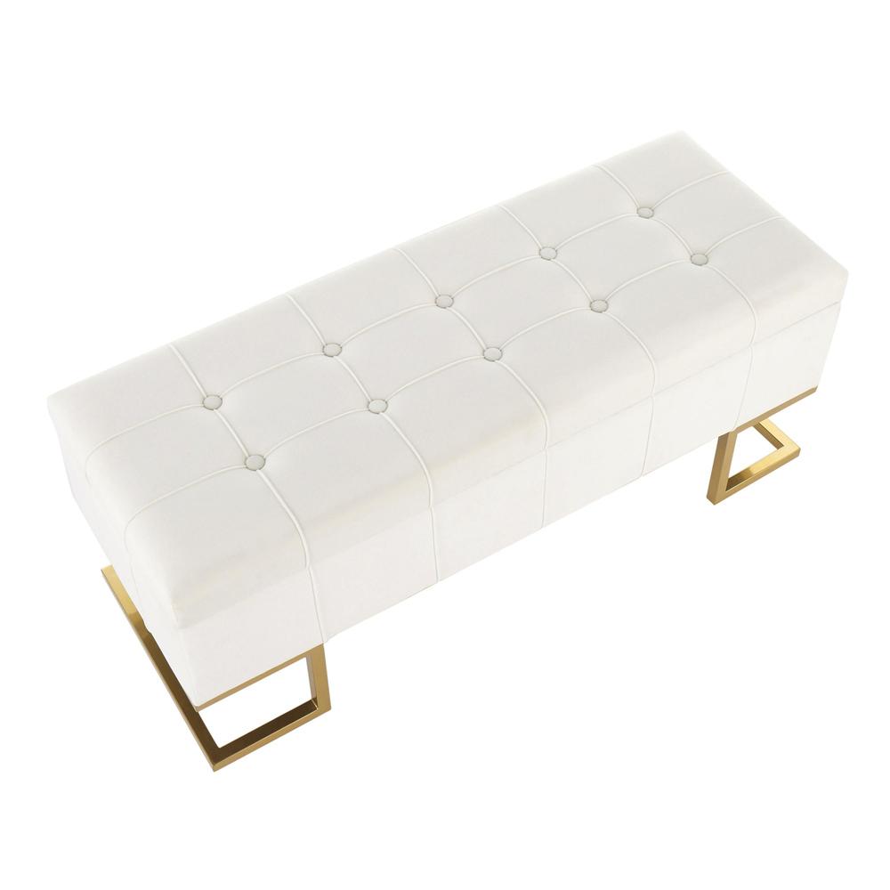 Gold Steel, White Velvet Midas Storage Bench. Picture 7