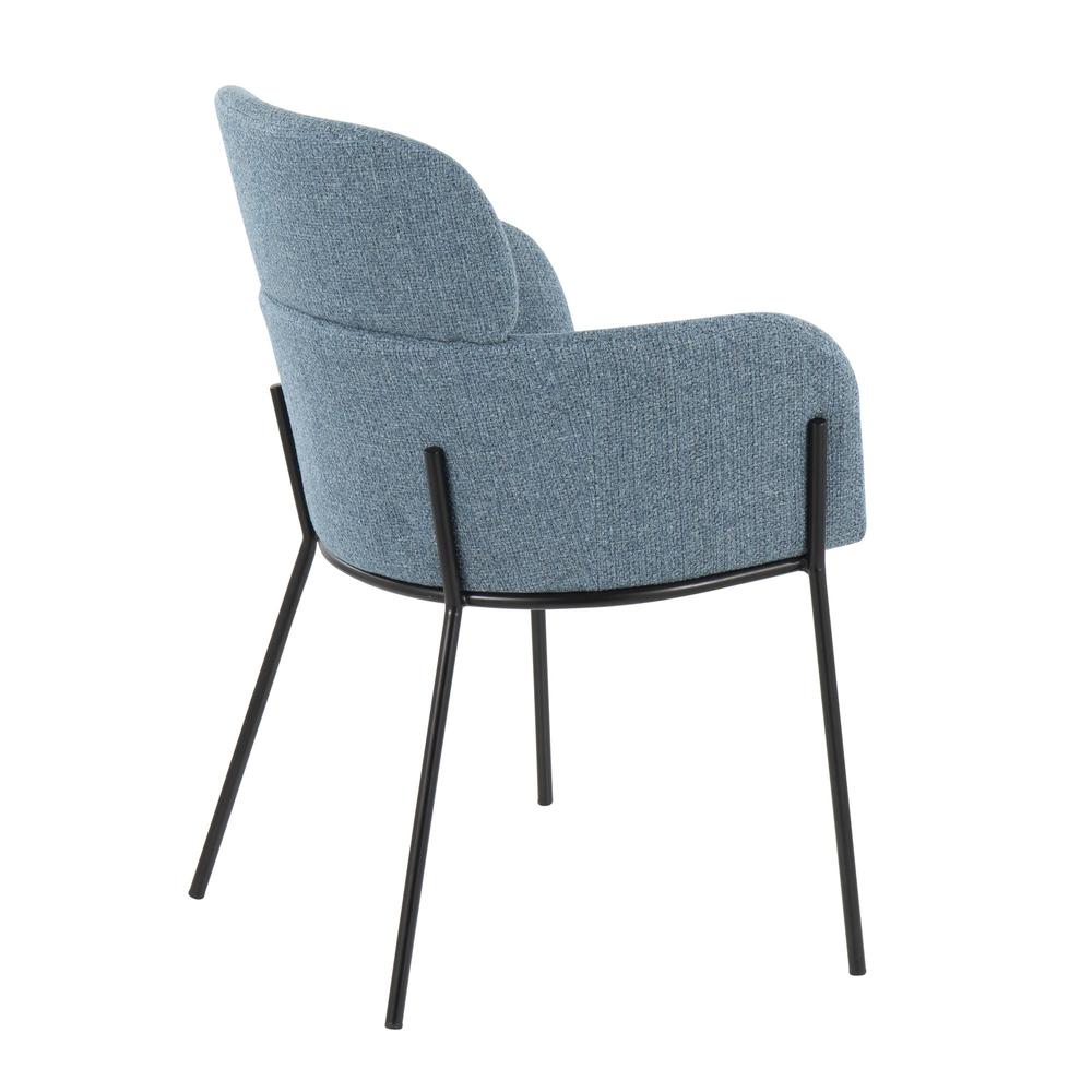 Black Metal, Blue Noise Fabric Milan Chair - Set of 2. Picture 4