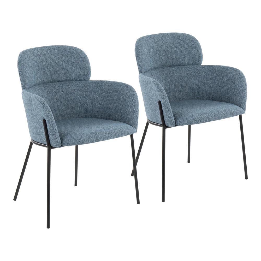 Black Metal, Blue Noise Fabric Milan Chair - Set of 2. Picture 1