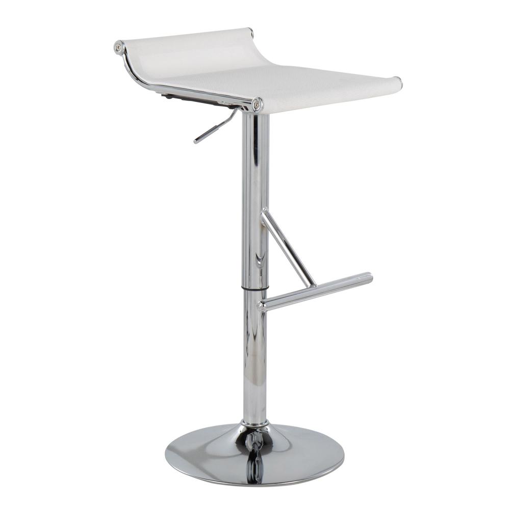 Chrome, White Mesh Mirage Ale Bar Stool. Picture 1