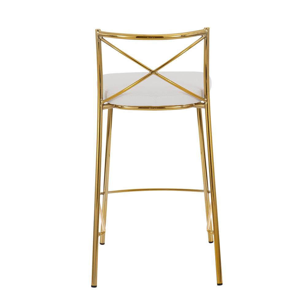 Gold Metal, White PU Modern Charlotte Counter Stool - Set of 2. Picture 5