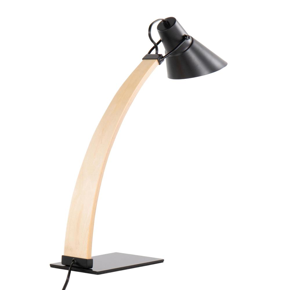 Natural Wood, Black Metal Noah Table Lamp. Picture 4