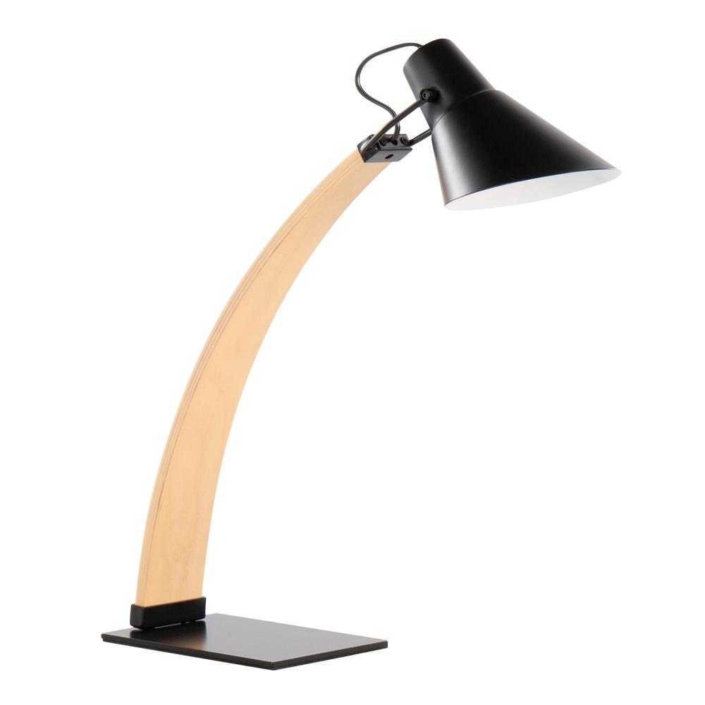 Natural Wood, Black Metal Noah Table Lamp. Picture 1