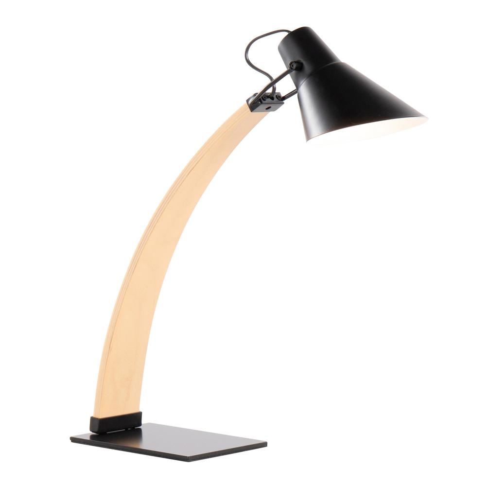 Natural Wood, Black Metal Noah Table Lamp. Picture 2
