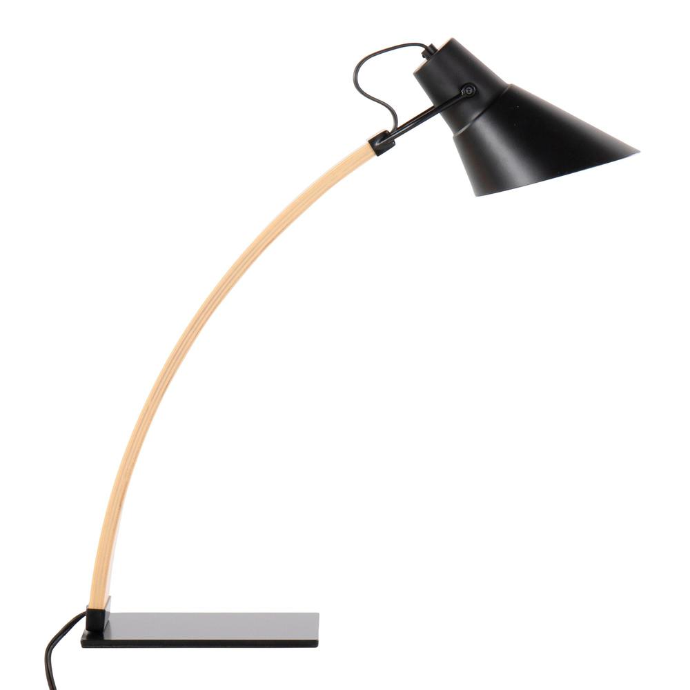 Natural Wood, Black Metal Noah Table Lamp. Picture 3
