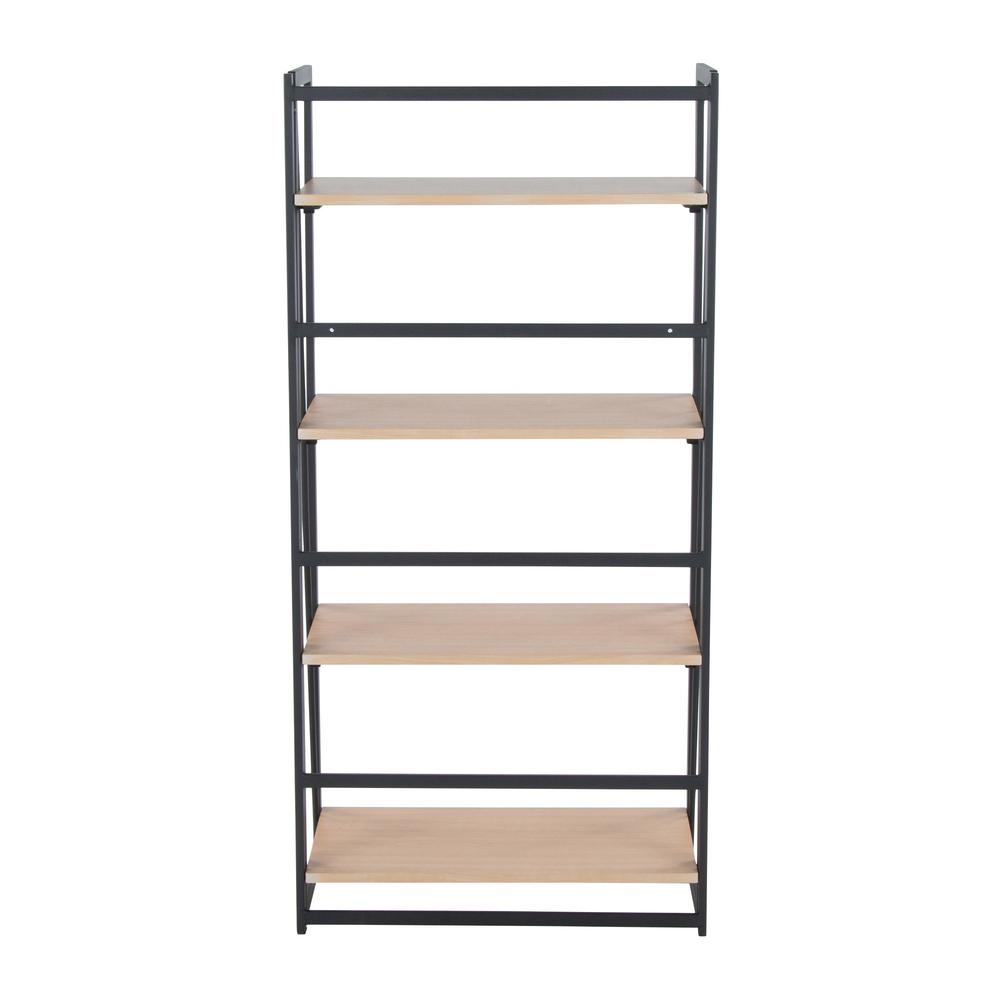 Black Painted Metal, Natural Wood Dakota Bookcase. Picture 4