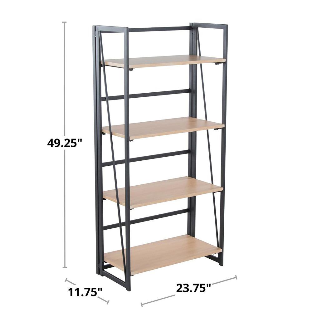 Black Painted Metal, Natural Wood Dakota Bookcase. Picture 7
