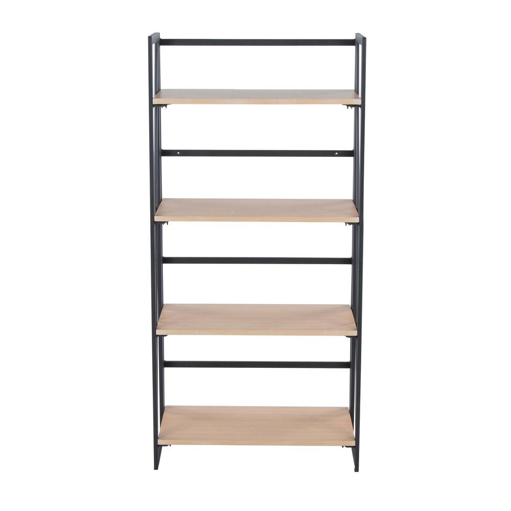 Black Painted Metal, Natural Wood Dakota Bookcase. Picture 5