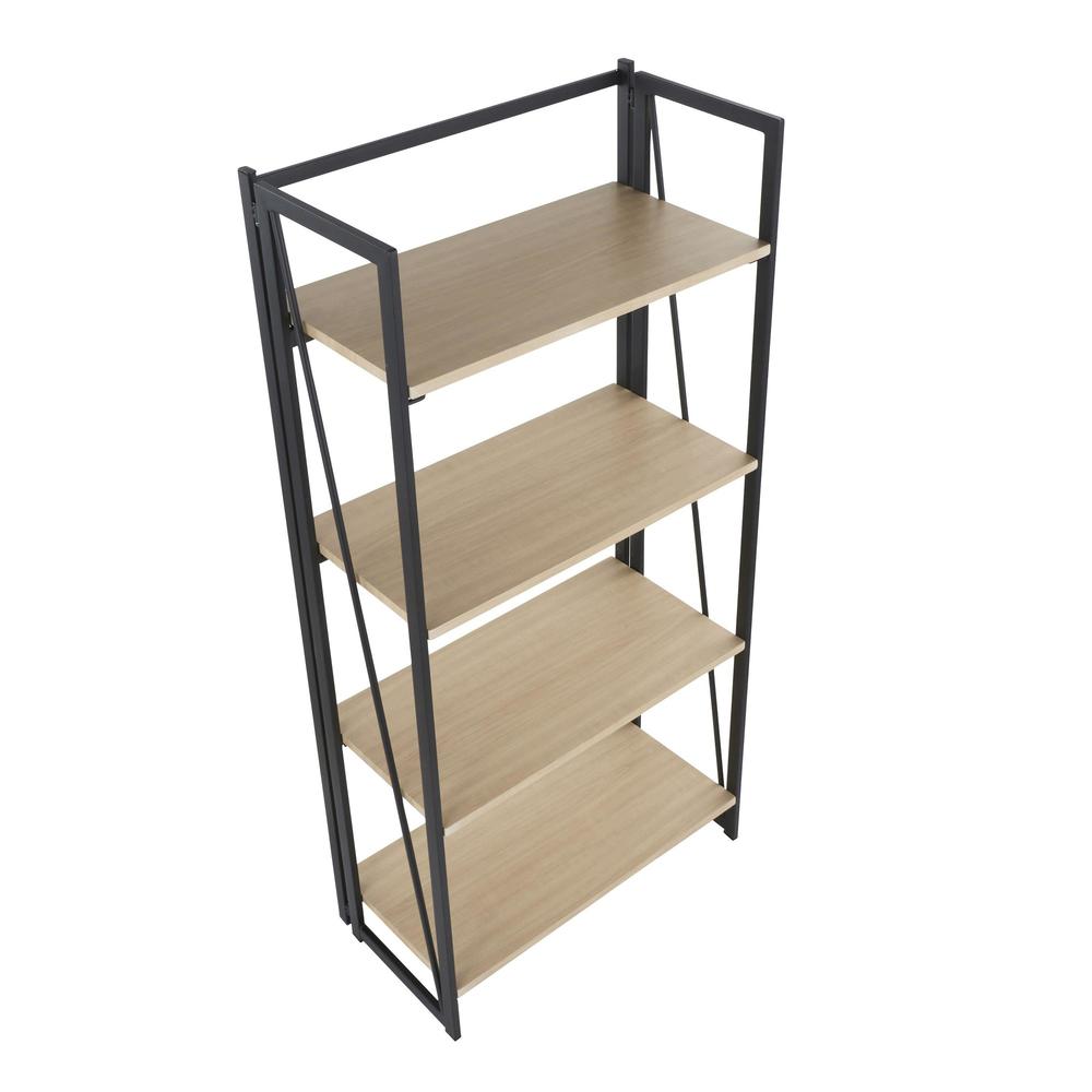 Black Painted Metal, Natural Wood Dakota Bookcase. Picture 6