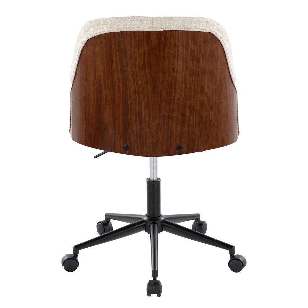 Bacci Office Chair in Black Metal, Walnut Wood, Cream Fabric color. Picture 4