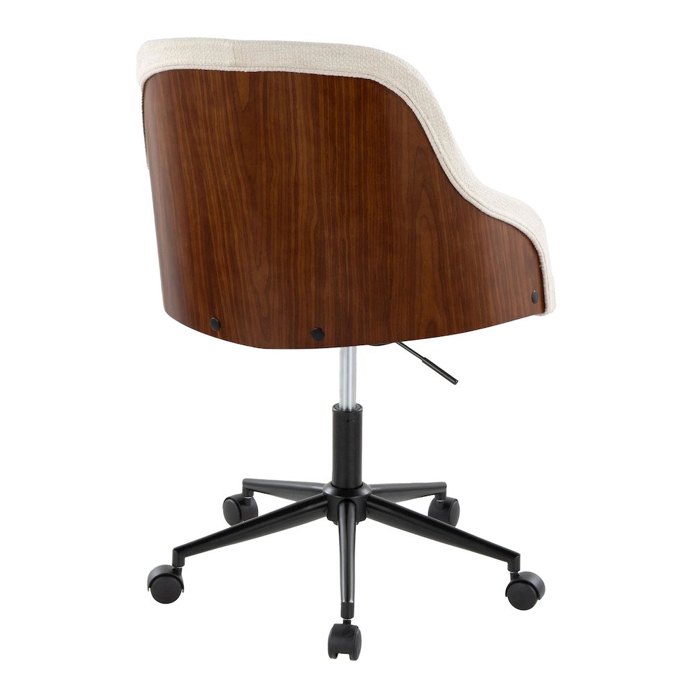 Bacci Office Chair in Black Metal, Walnut Wood, Cream Fabric color. Picture 3