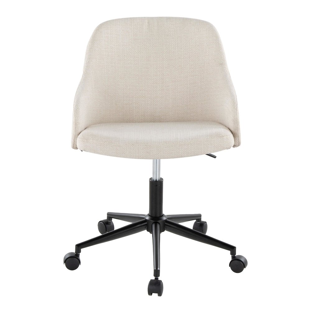 Bacci Office Chair in Black Metal, Walnut Wood, Cream Fabric color. Picture 5