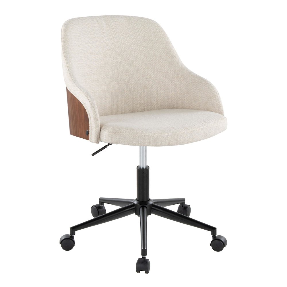 Bacci Office Chair in Black Metal, Walnut Wood, Cream Fabric color. Picture 1