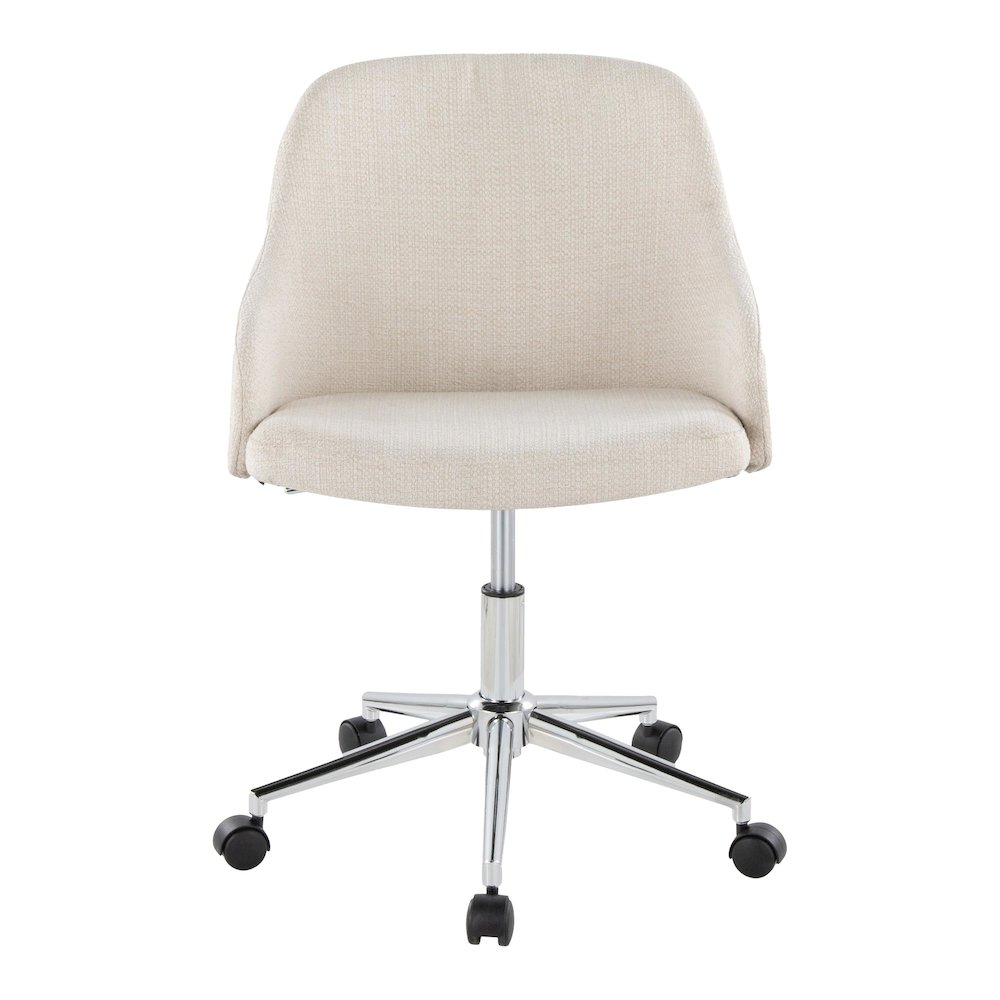 Bacci Office Chair in Chrome Metal, Walnut Wood, Cream Fabric color. Picture 5