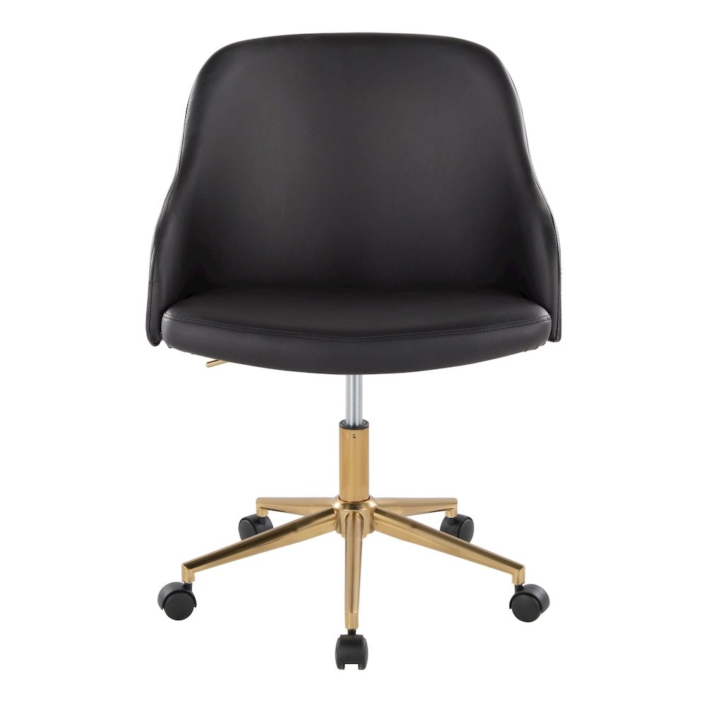Bacci Office Chair in Gold Metal, Walnut Wood, Black PU color. Picture 5