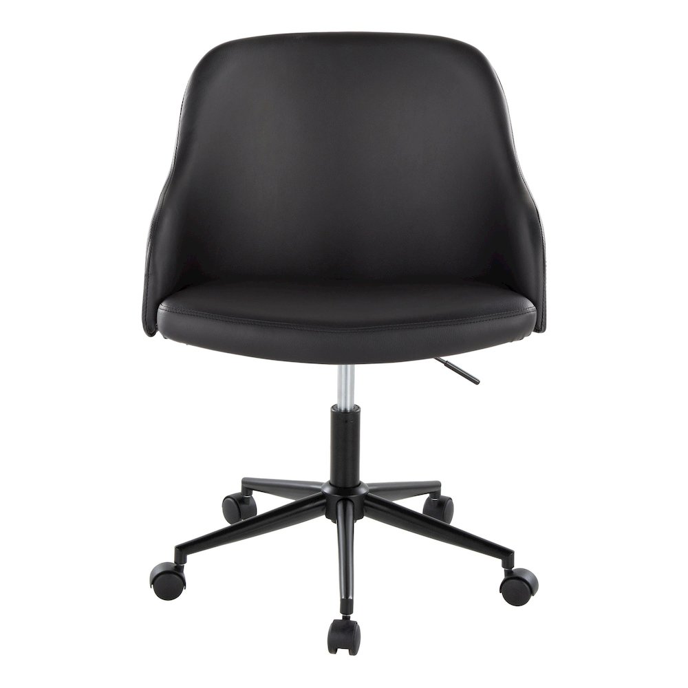 Bacci Office Chair in Black Metal, Walnut Wood, Black PU color. Picture 5