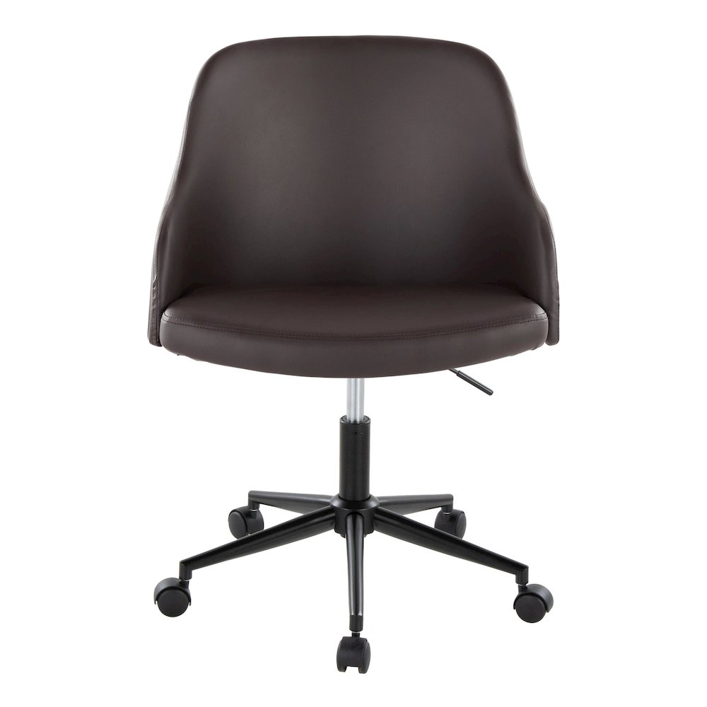 Bacci Office Chair in Black Metal, Walnut Wood, Brown PU color. Picture 5