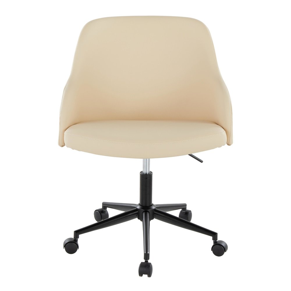 Bacci Office Chair in Black Metal, Walnut Wood, Cream PU color. Picture 5