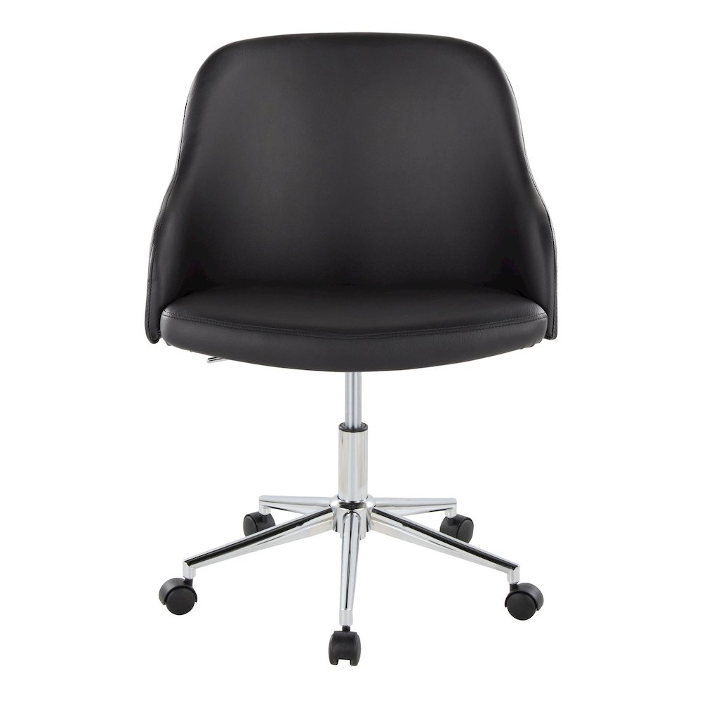 Bacci Office Chair in Chrome Metal, Walnut Wood, Black PU color. Picture 5