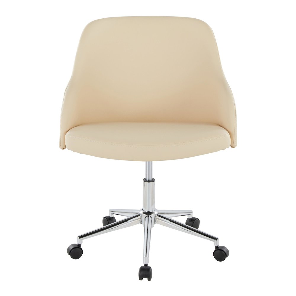 Bacci Office Chair in Chrome Metal, Walnut Wood, Cream PU color. Picture 5