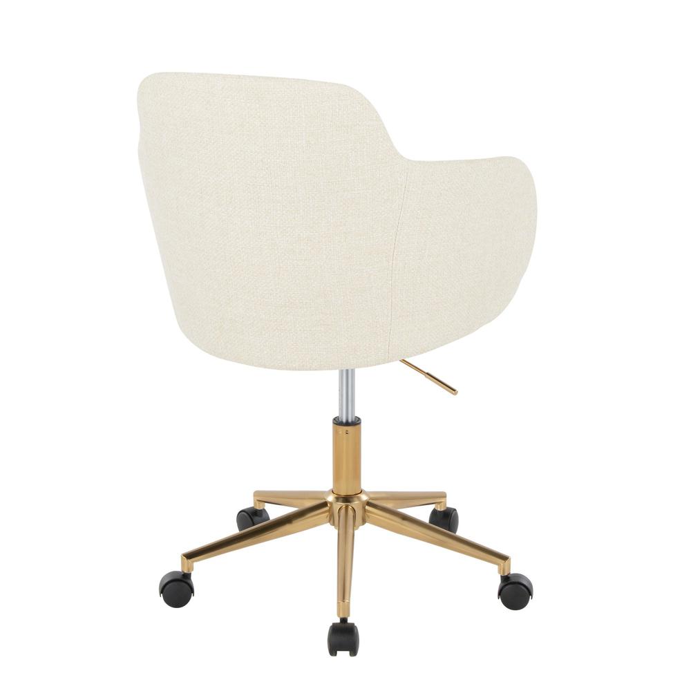 Gold Metal, Cream Fabric Boyne Office Chair. Picture 3