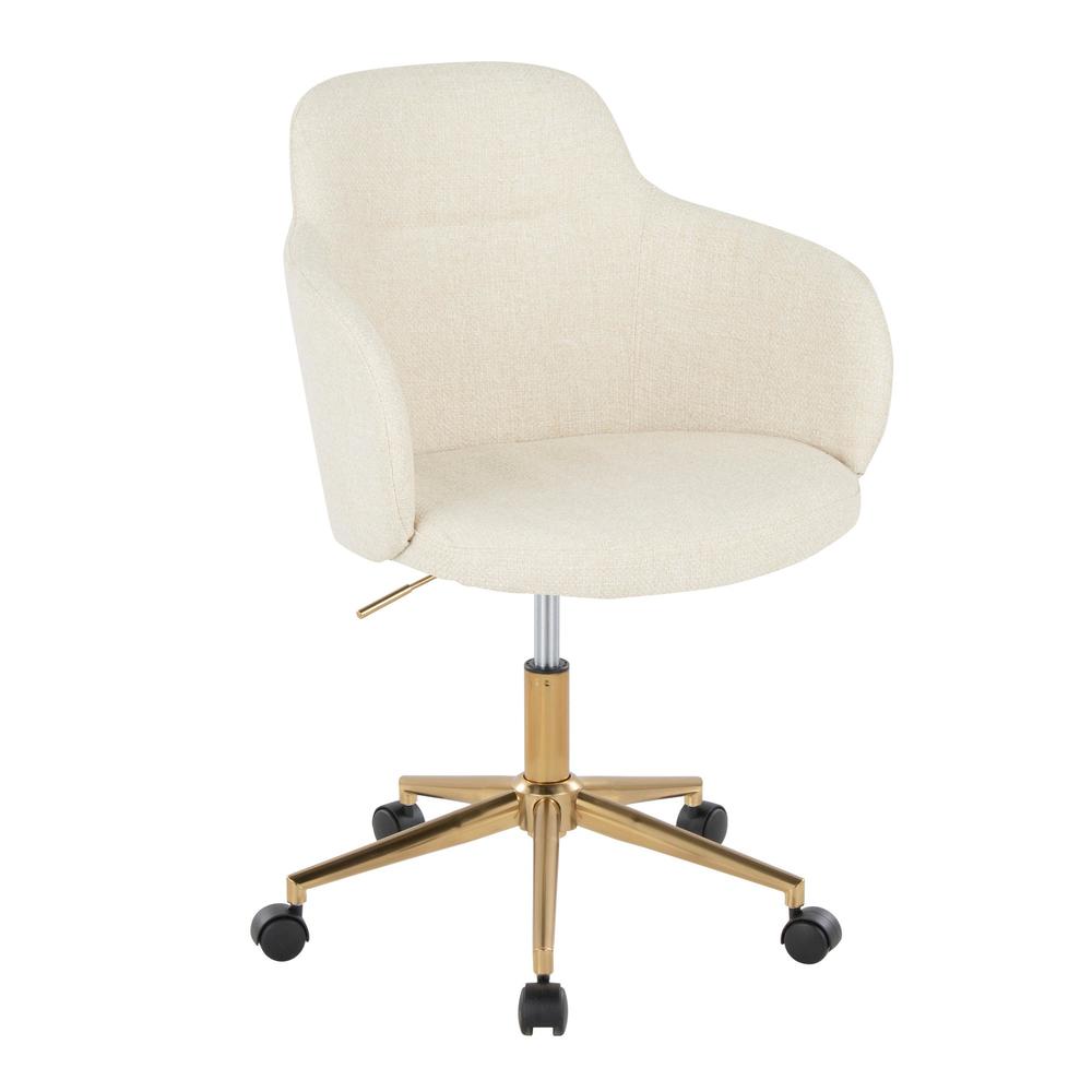 Gold Metal, Cream Fabric Boyne Office Chair. Picture 1