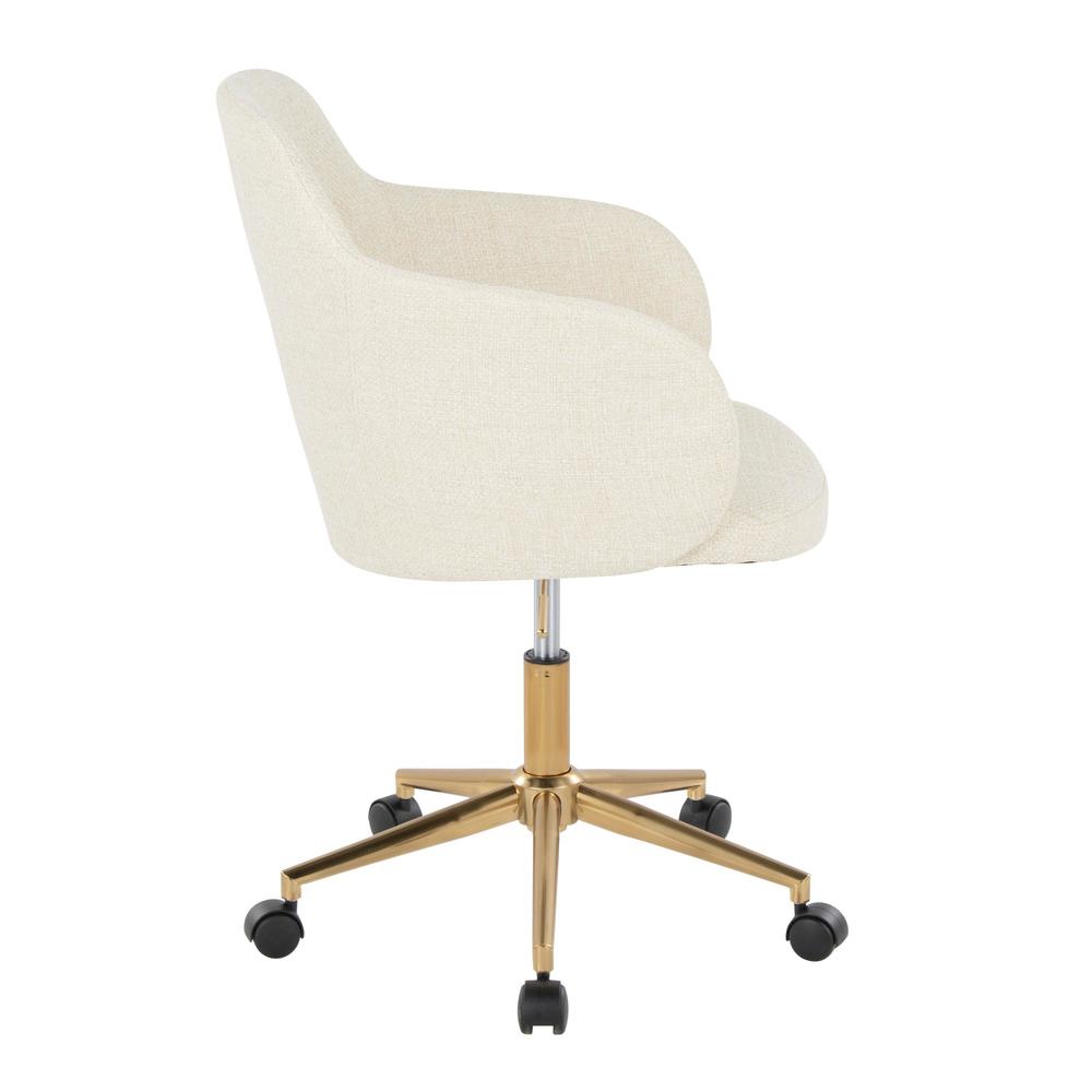 Gold Metal, Cream Fabric Boyne Office Chair. Picture 2